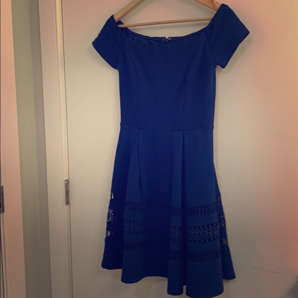 Francesca’s Off-The-Shoulder Dress Blue